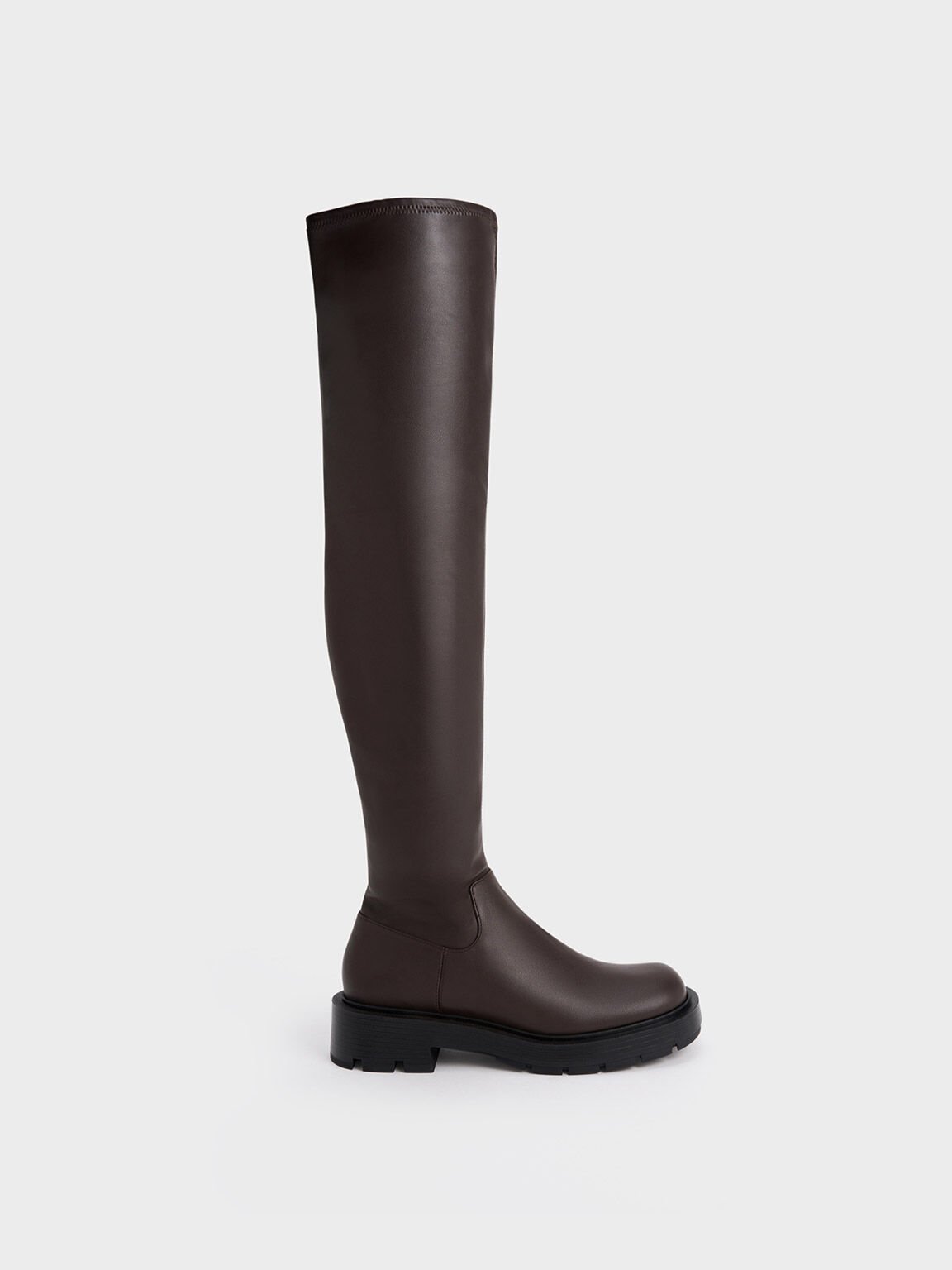 Dark Brown Platform Block Heel Ankle Boots - CHARLES & KEITH US