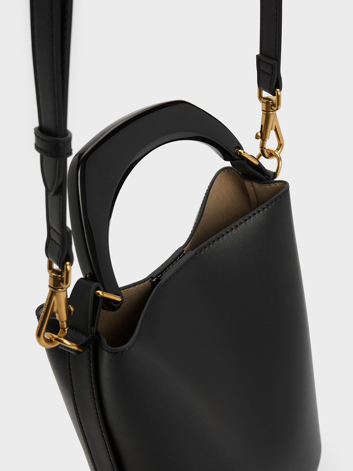 Marlin Acrylic Handle Bucket Bag, Black, hi-res