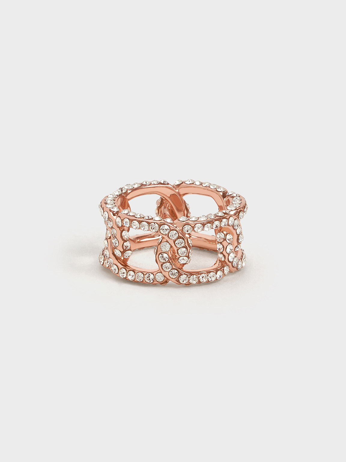 Gabine Swarovski Crystal Chain-Link Ring, Rose Gold, hi-res