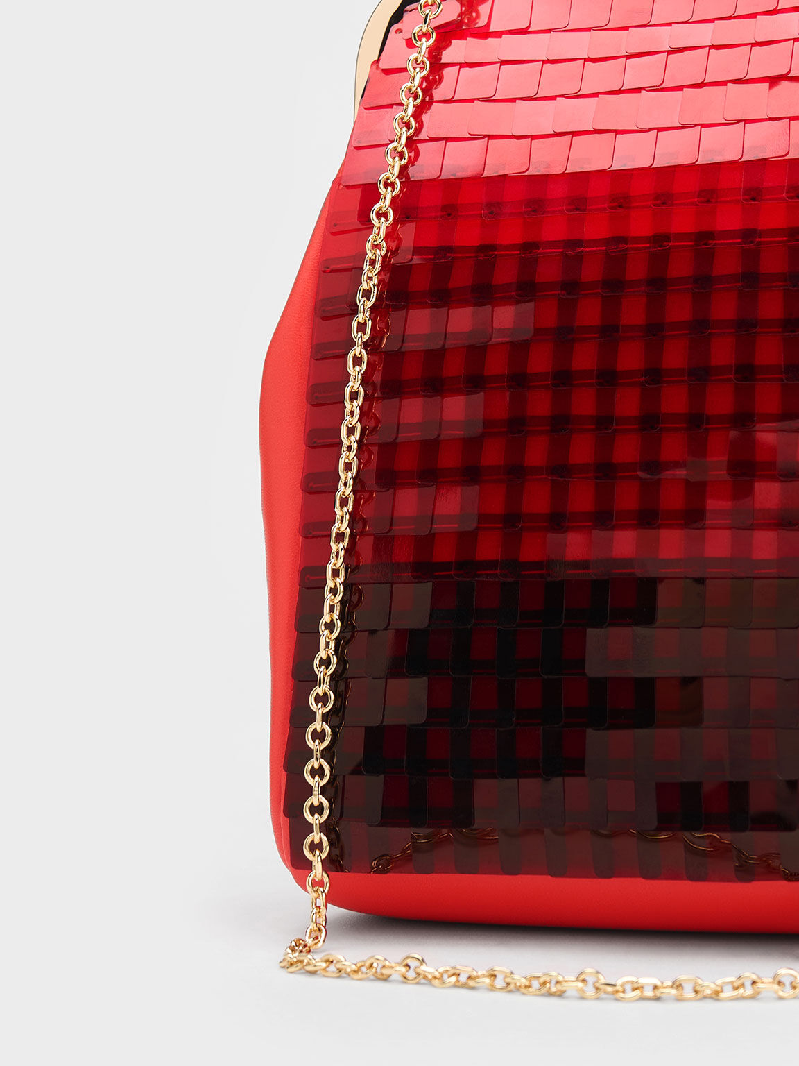 Red sequin sale clutch bag