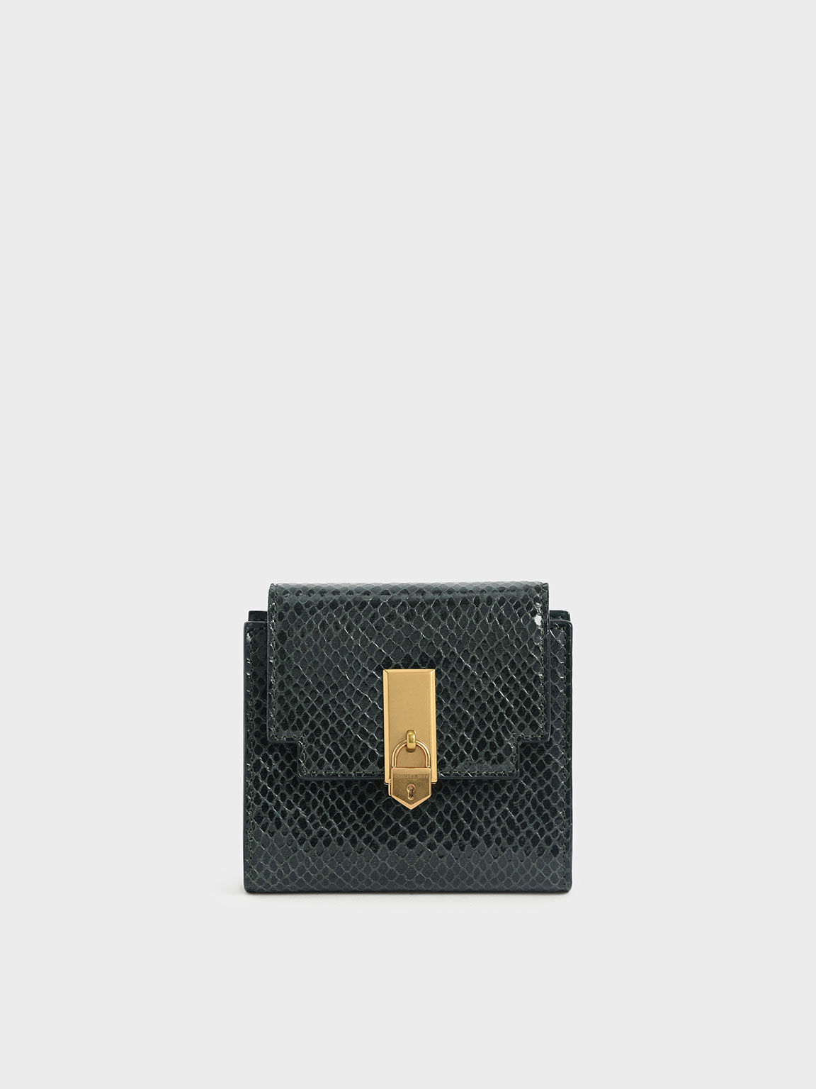 Black Metallic Accent Short Wallet - CHARLES & KEITH ID