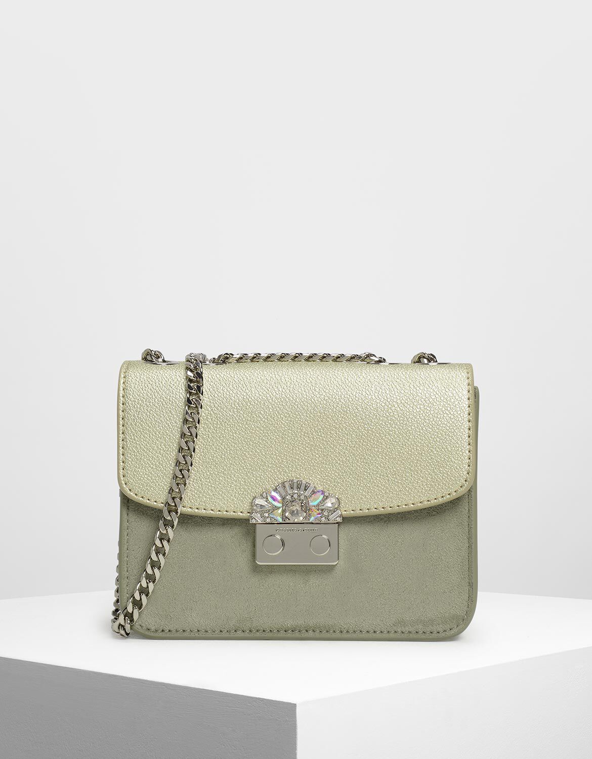 green evening bag