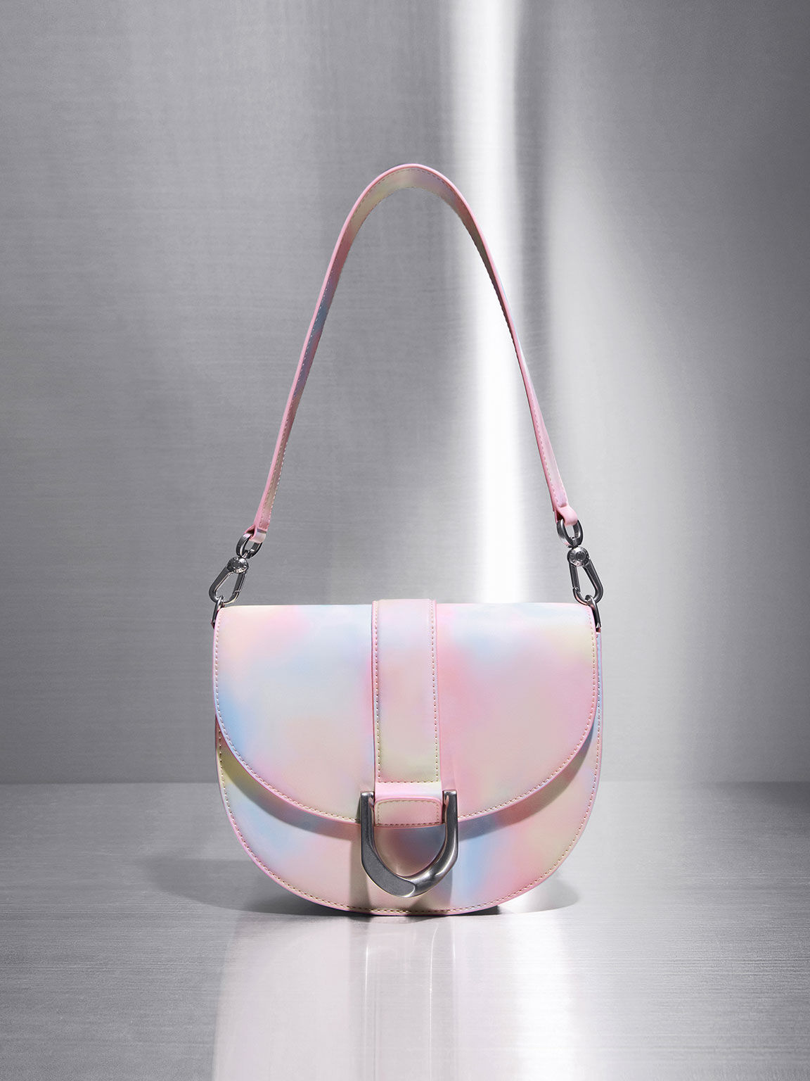 Charles & Keith Micro Gabine Saddle Bag in Pink