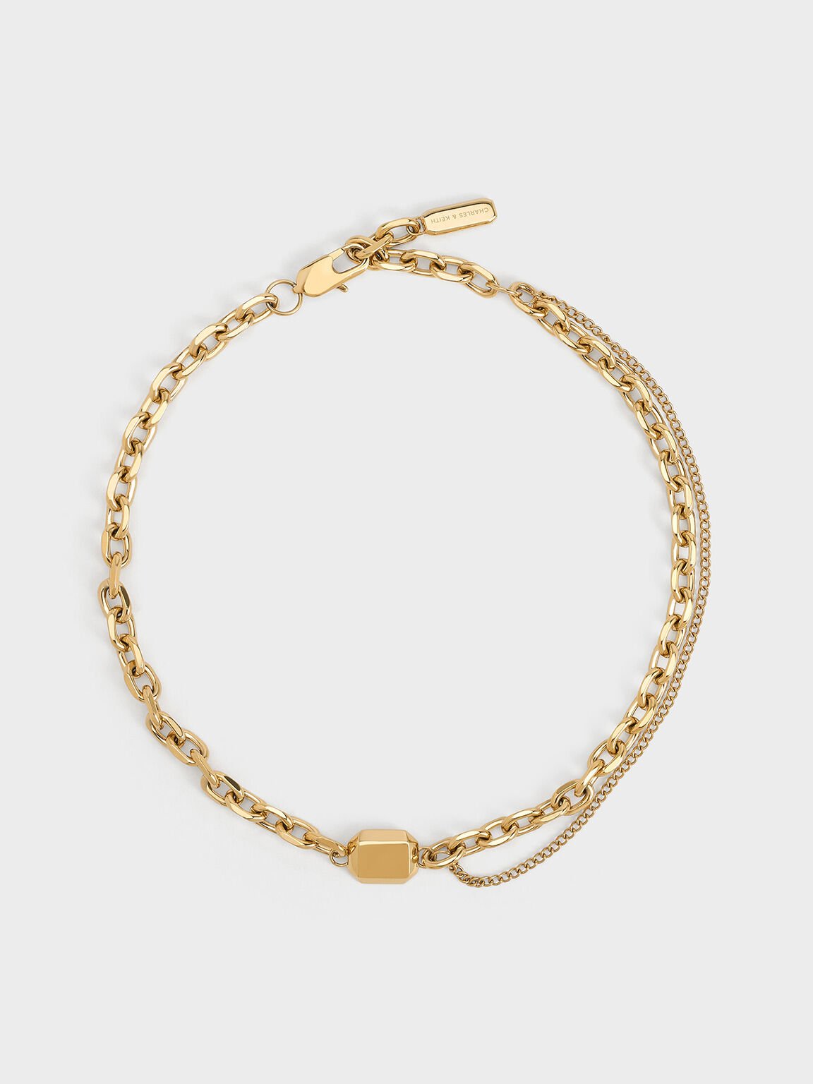 Keziah Double Chain-Link Choker Necklace, Gold, hi-res