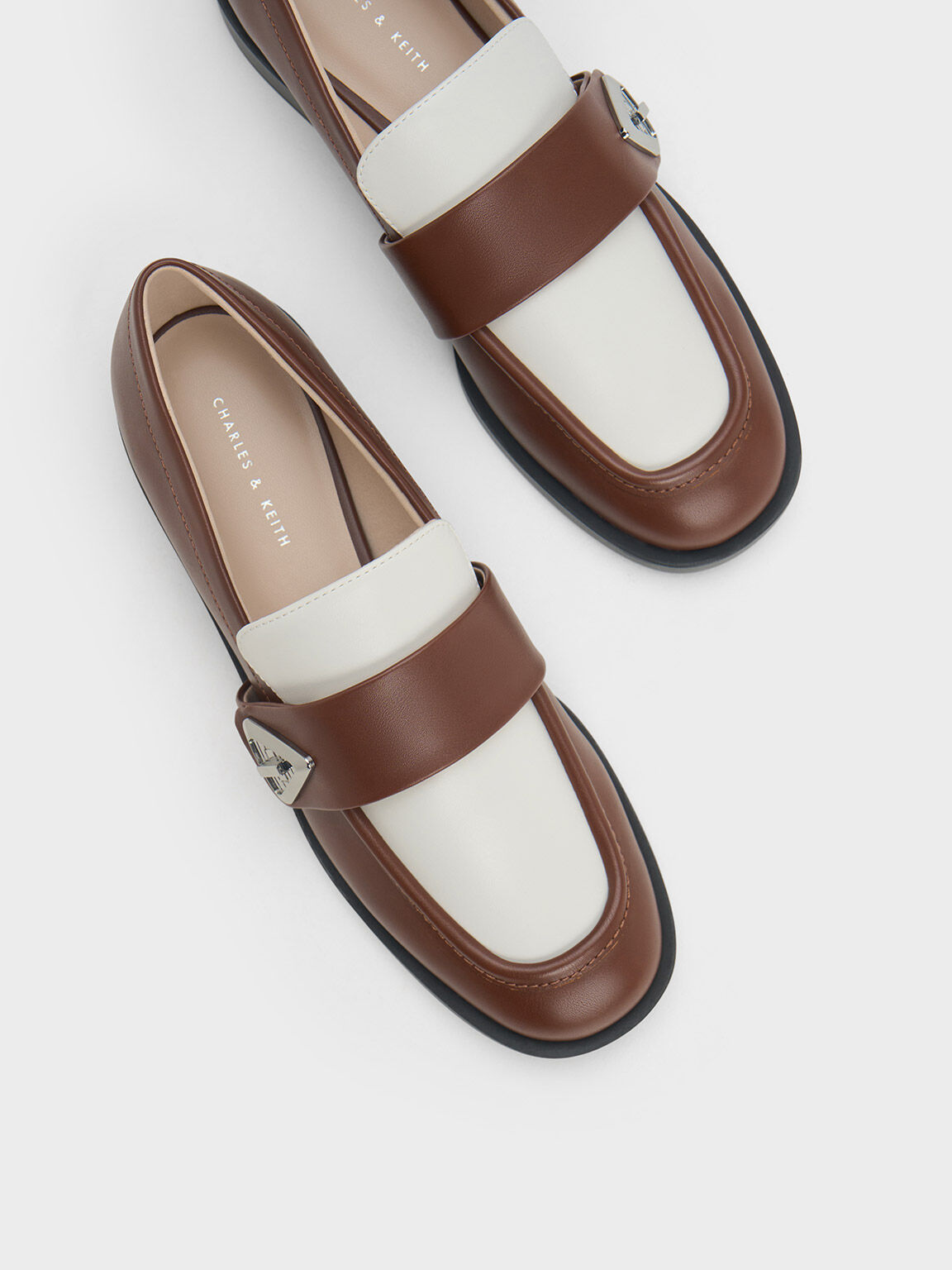 Trice Two-Tone Metallic Accent Loafers - Brown