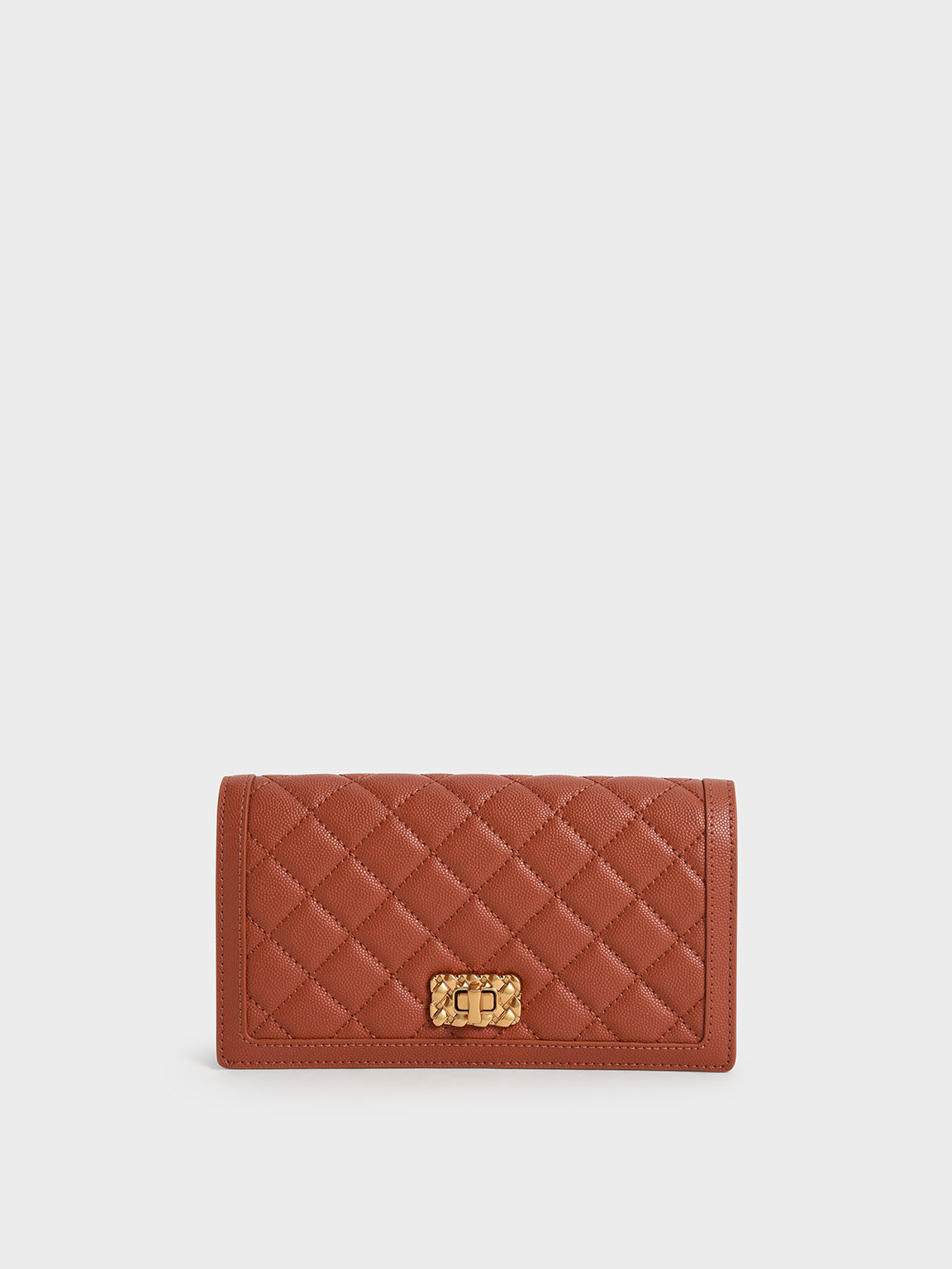 Micaela Quilted Long Wallet - Brick