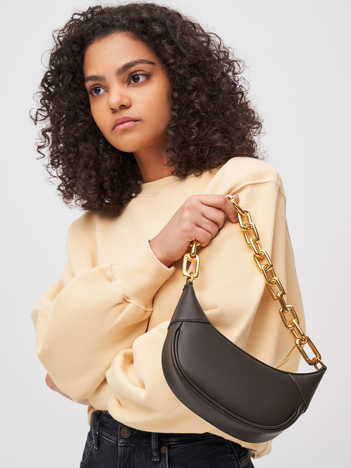 NEW ARRIVAL Charles & Keîth Double handle Chain Top Handle bag