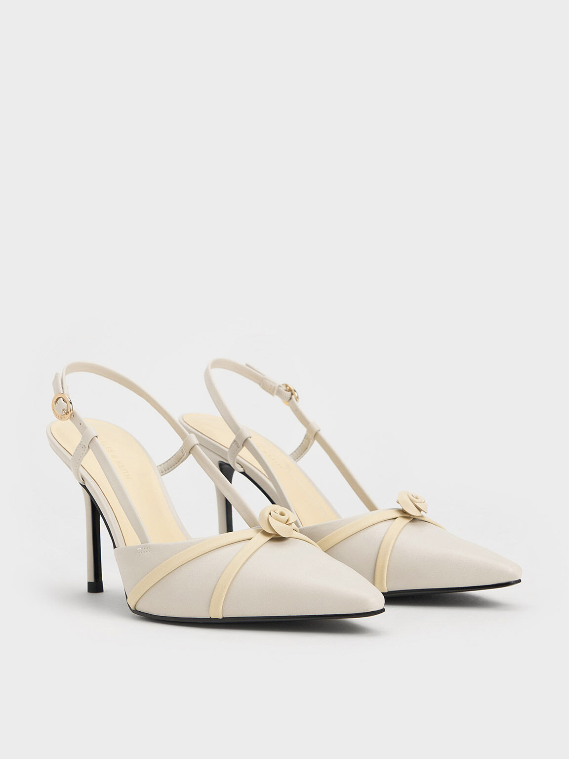 Rose Pointed-Toe Slingback Pumps, Butter, hi-res