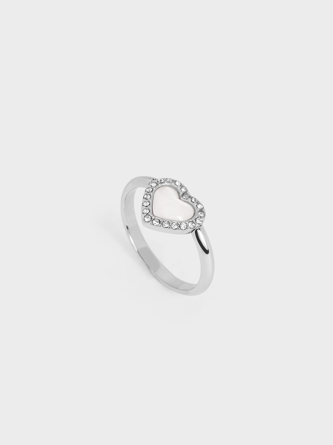 Annalise Crystal Heart-Stone Ring, Silver, hi-res