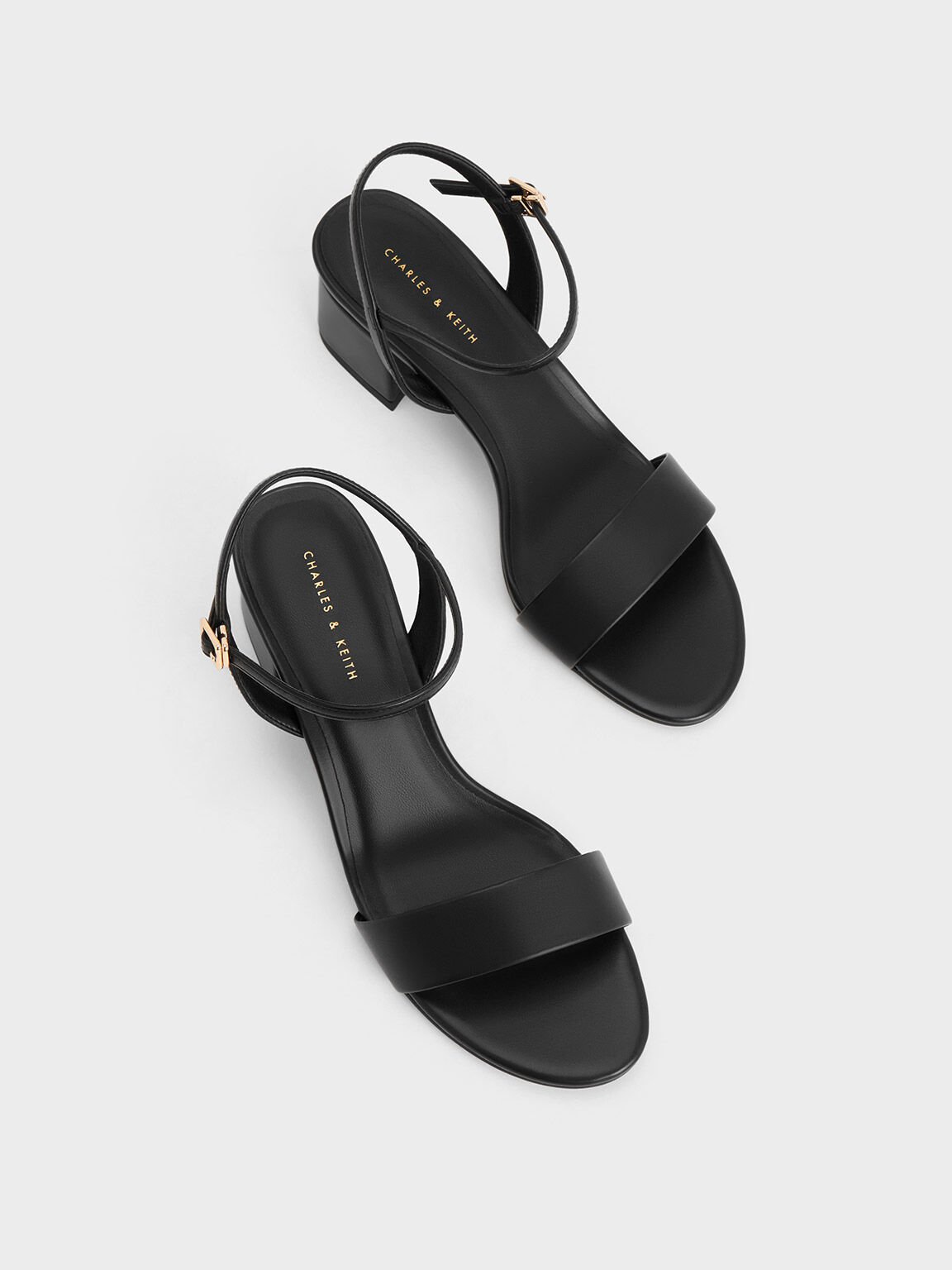 Black Metallic Buckle Toe-Ring Sandals - CHARLES & KEITH International