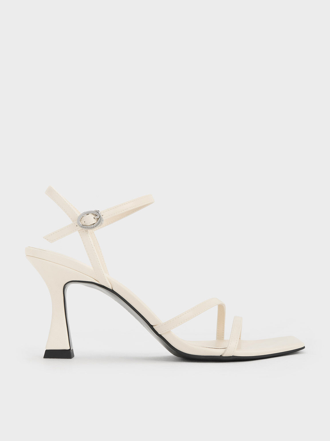 Charles & Keith Heart Heel Strappy Sandals in White