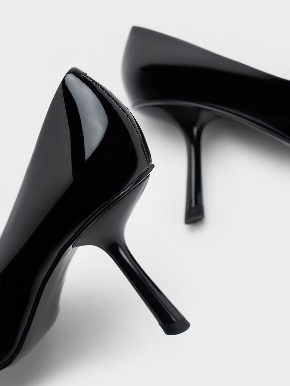 Patent Slant-Heel Pointed-Toe Pumps, Black Patent, hi-res