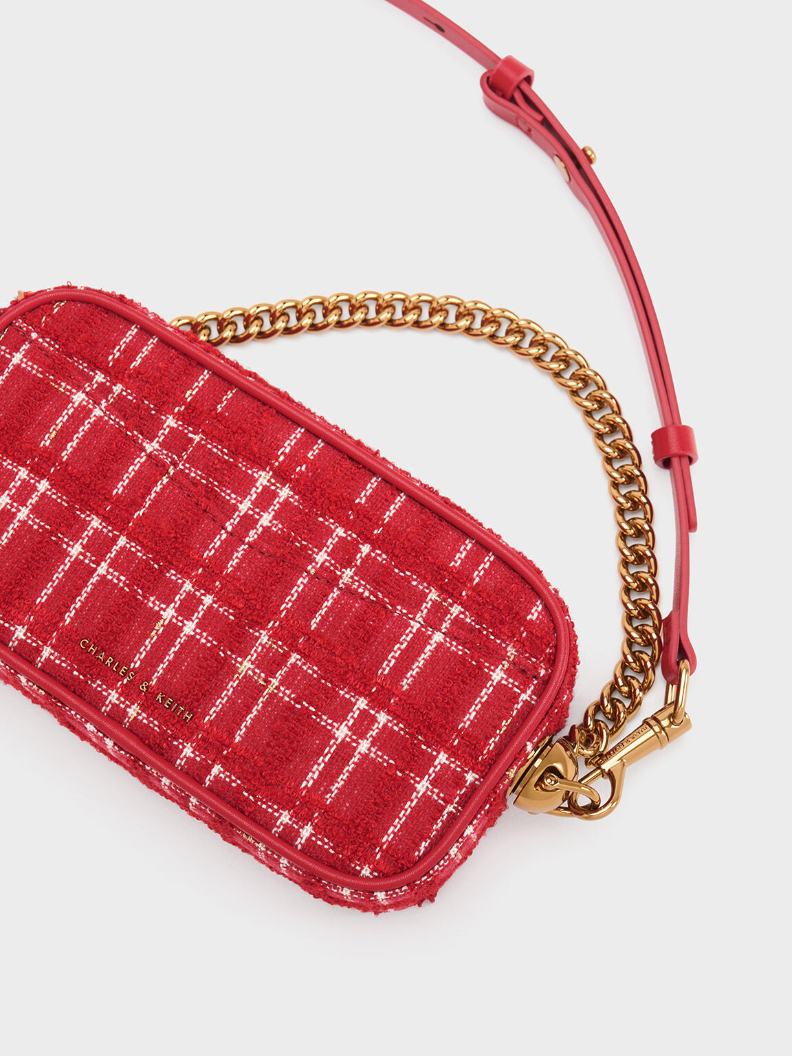 Cayce Tweed Boxy Crossbody Bag - Red