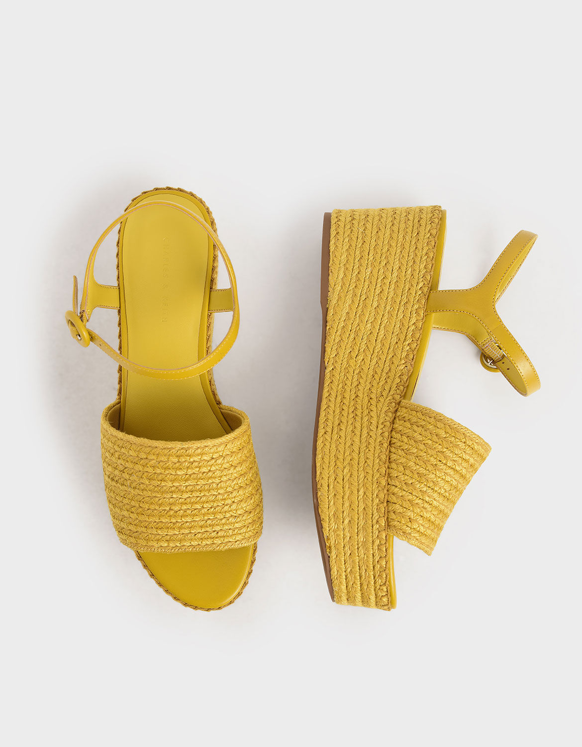 Espadrille Platform Sandals, Yellow, hi-res