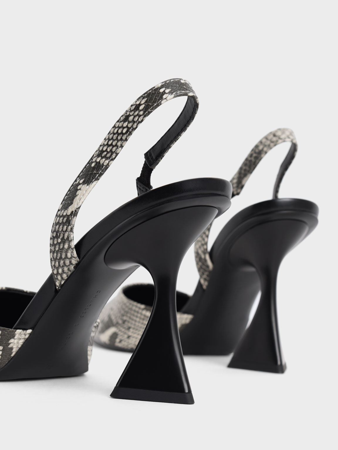 Snake-Print Slingback Pumps, Animal Print Natural, hi-res