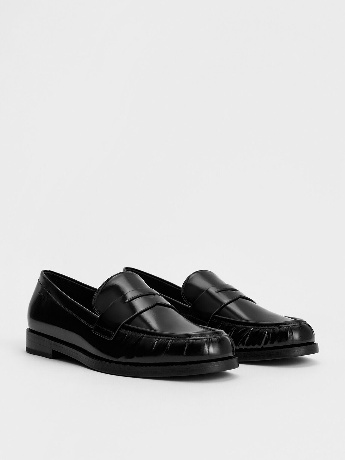 Ruched Penny Loafers, Black Box, hi-res