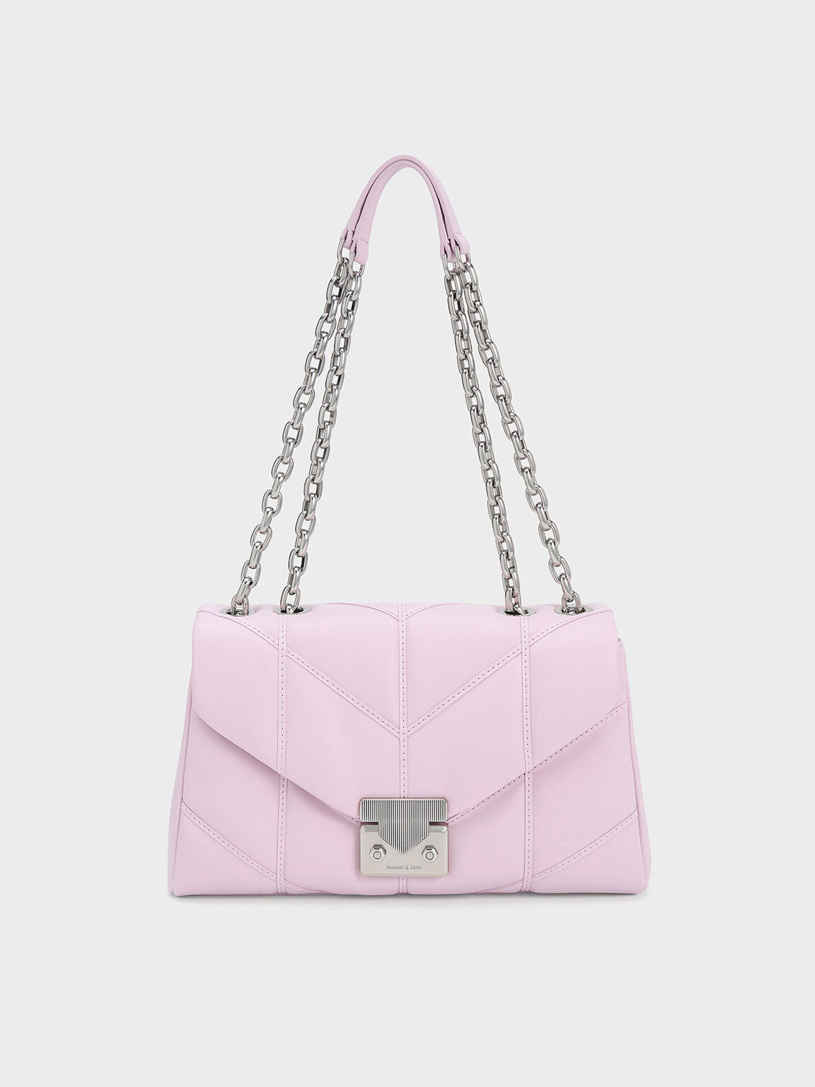 Lilac Eudora Chevron Trapeze Bag - CHARLES & KEITH International