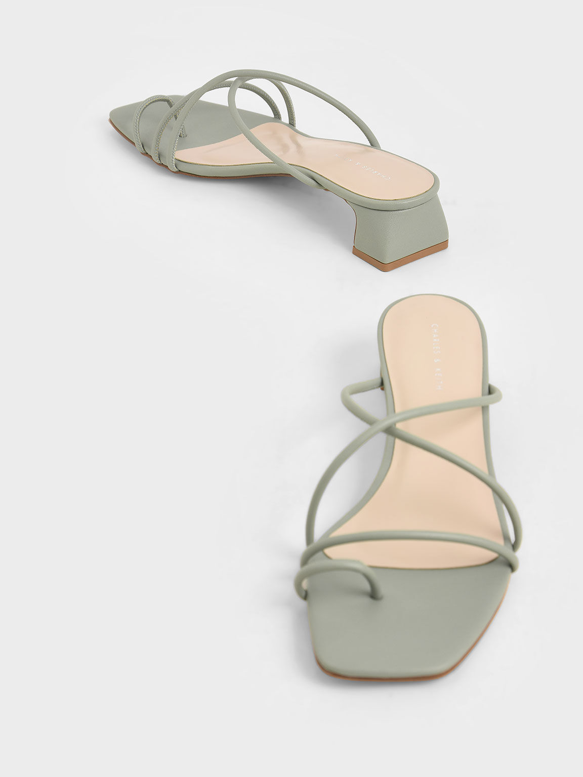 Strappy Toe Ring Sandals, Sage Green, hi-res