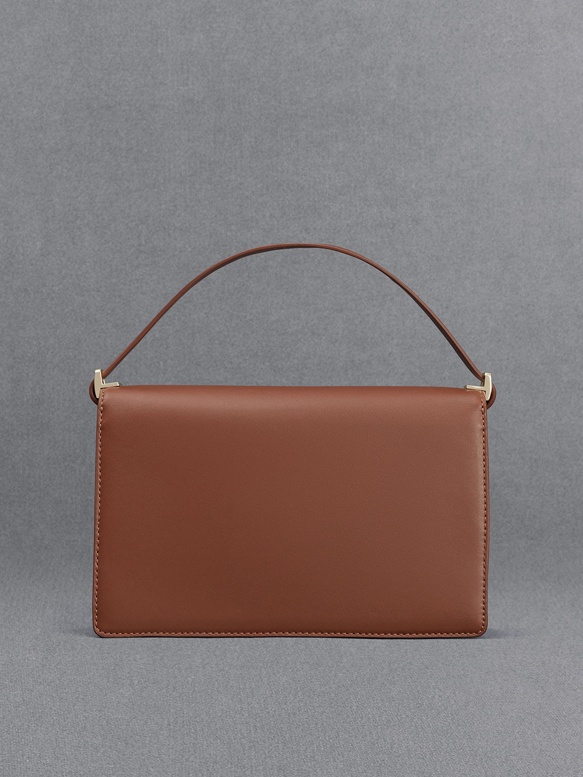 Leather & Canvas Two-Tone Shoulder Bag, Cognac, hi-res