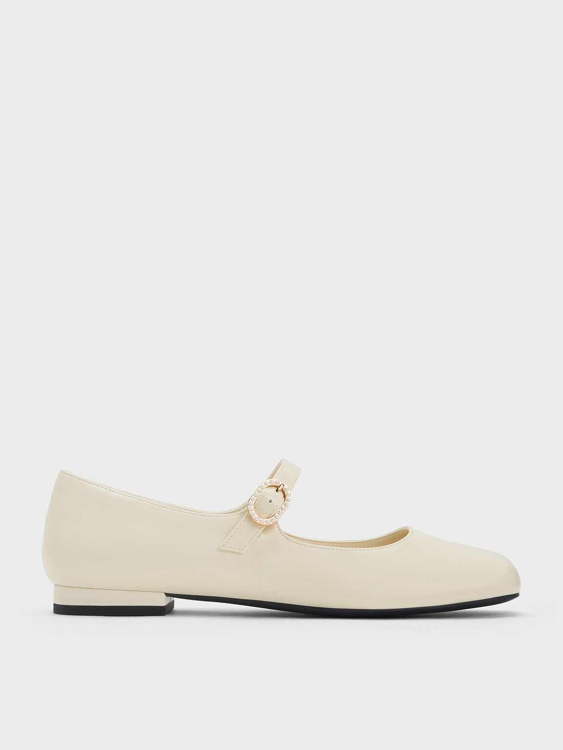 Pearl-Buckle Mary Janes, Cream, hi-res