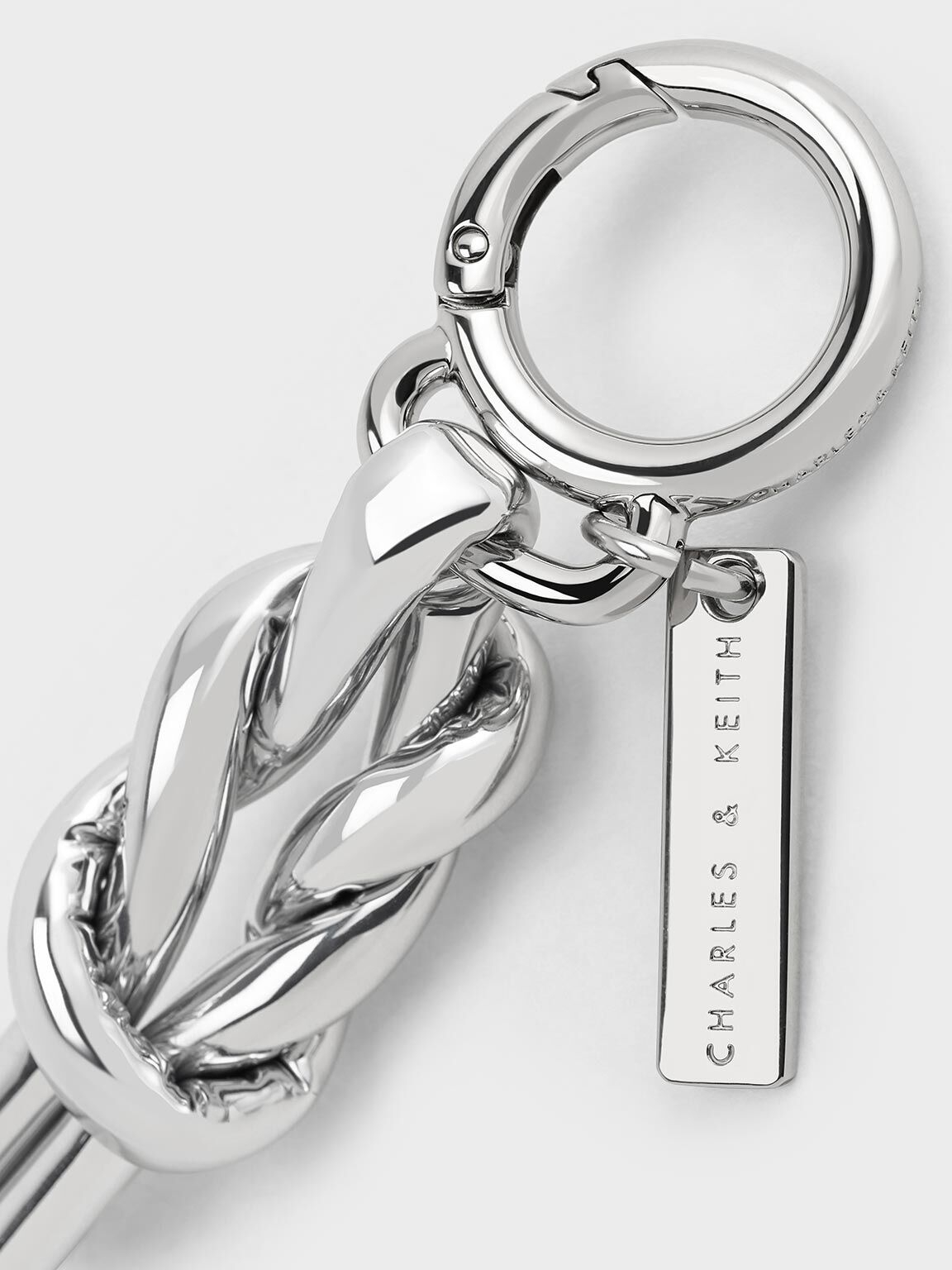 Metallic Knotted Rope Charm, Silver, hi-res