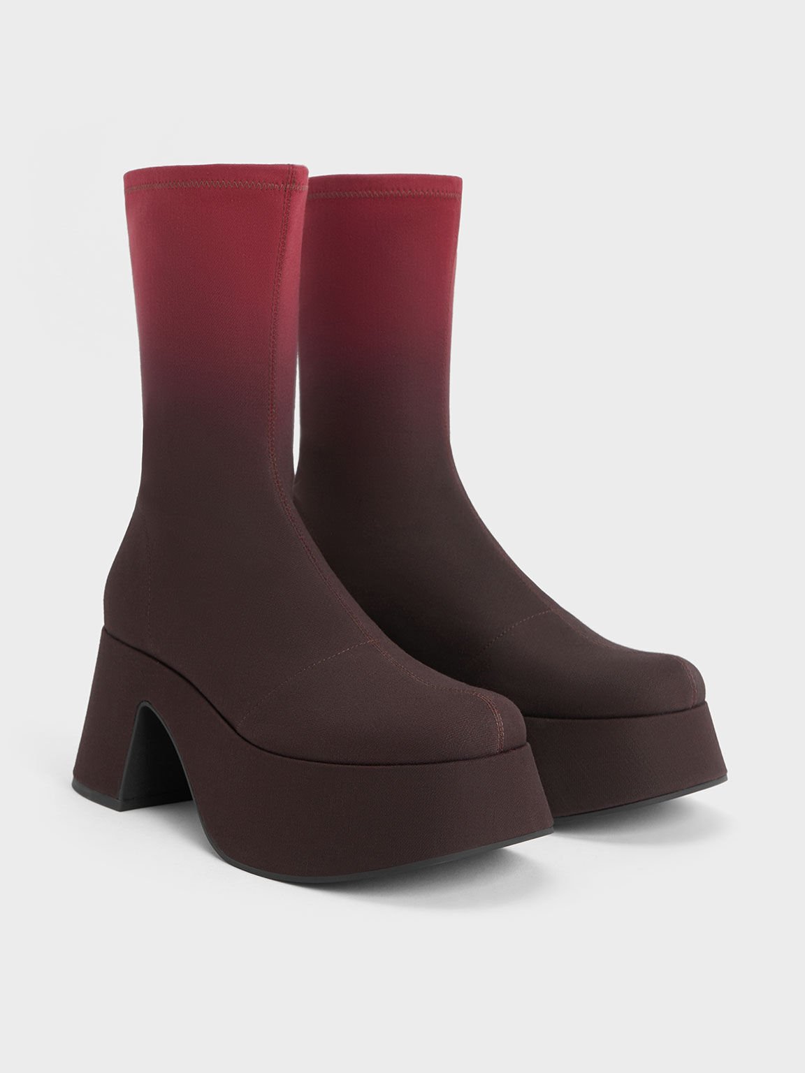 Rubina Ombre Platform Calf Boots, Red, hi-res