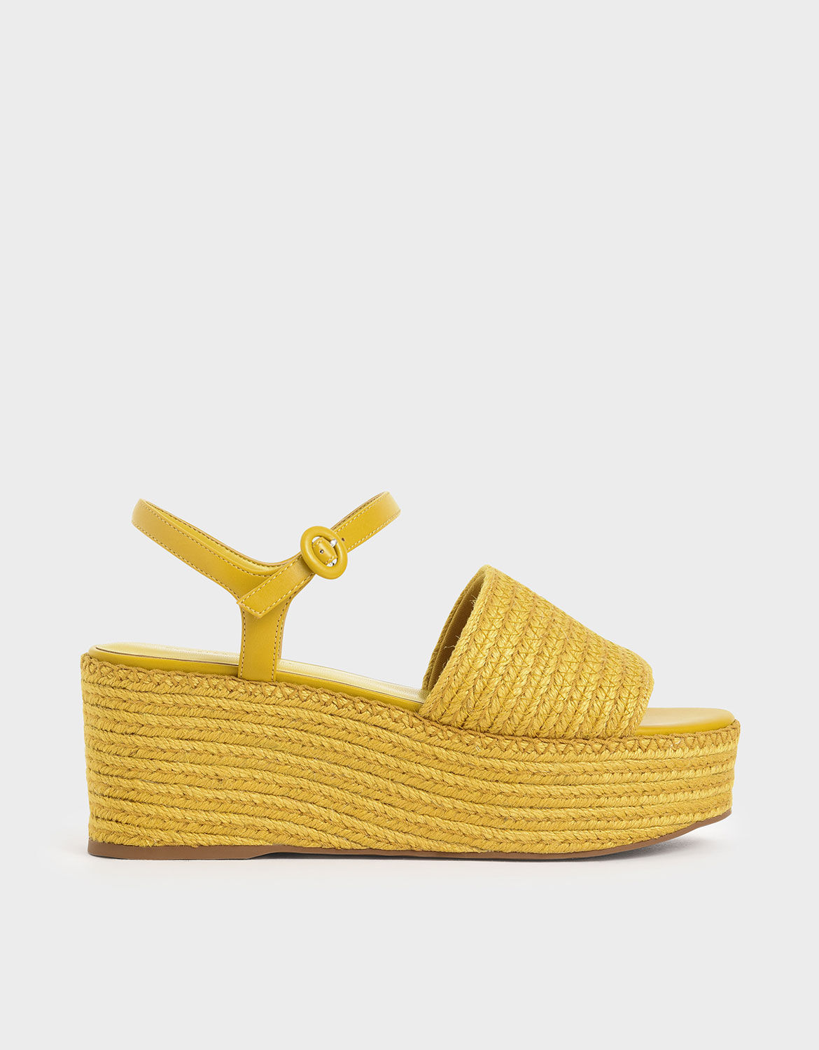 Espadrille Platform Sandals, Yellow, hi-res