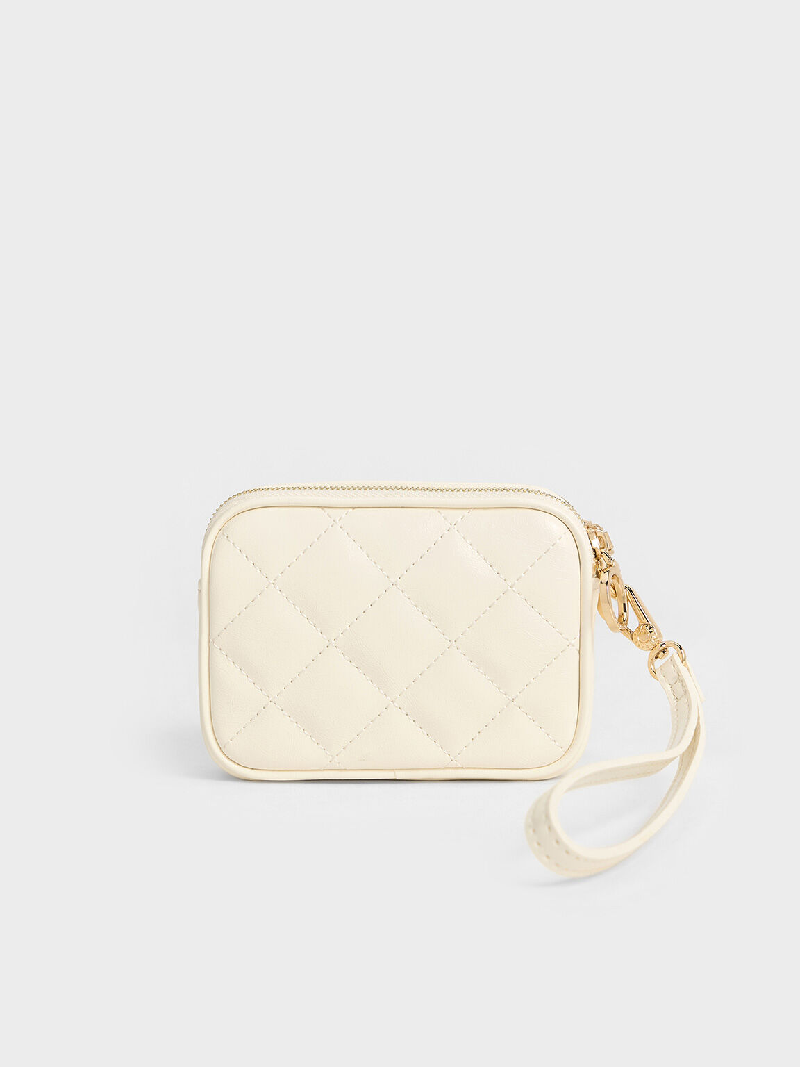 Apfra Quilted Wristlet Pouch, Cream, hi-res