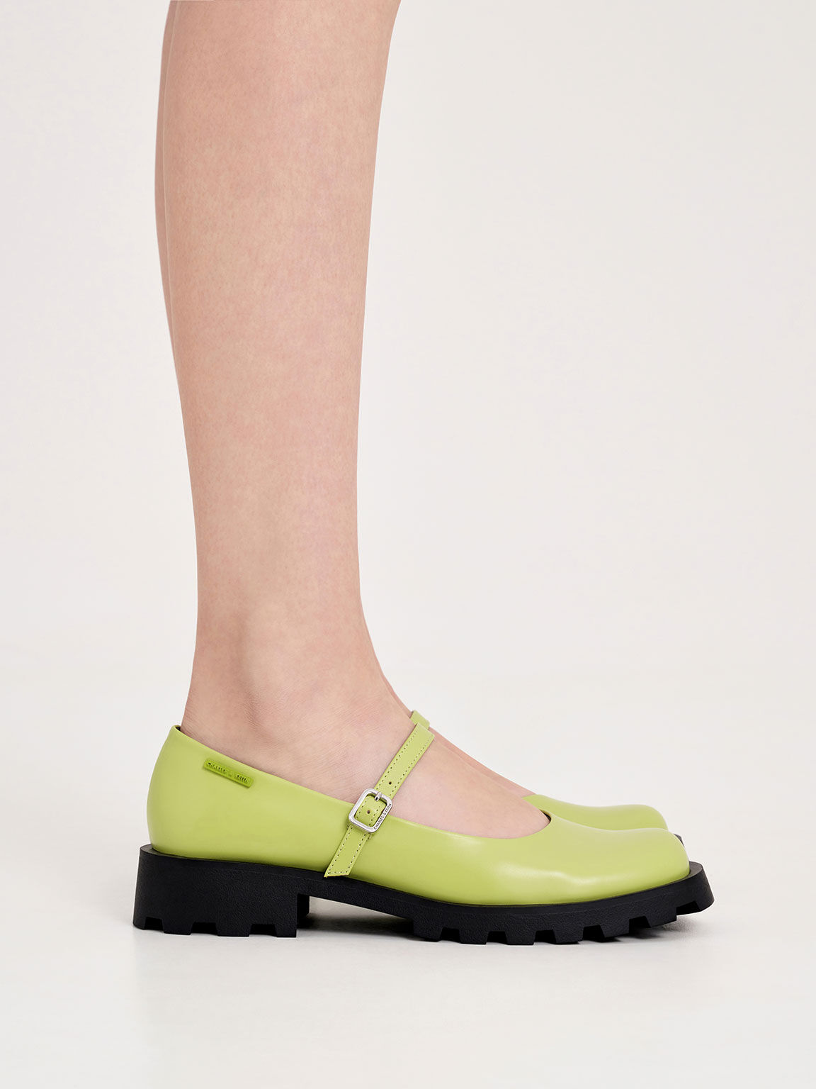 Rounded Square-Toe Mary Janes - Lime