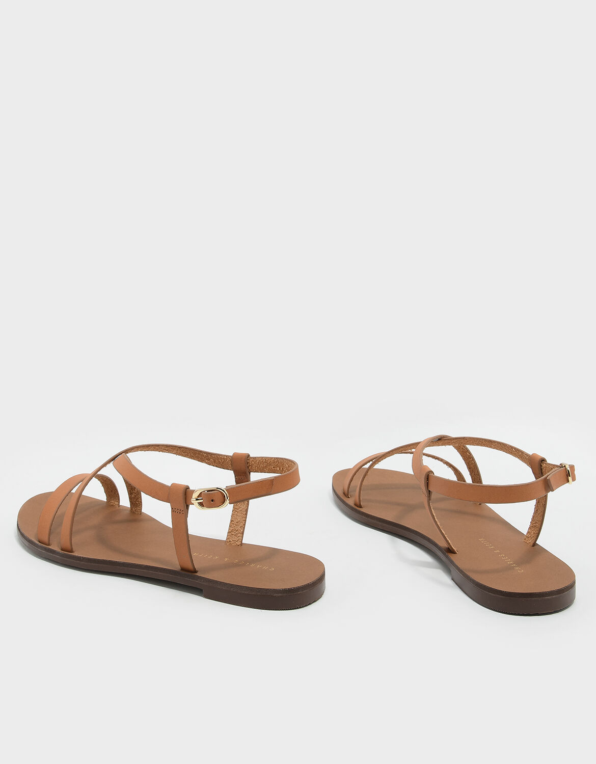 Brown Criss Cross Sandals - CHARLES & KEITH SG
