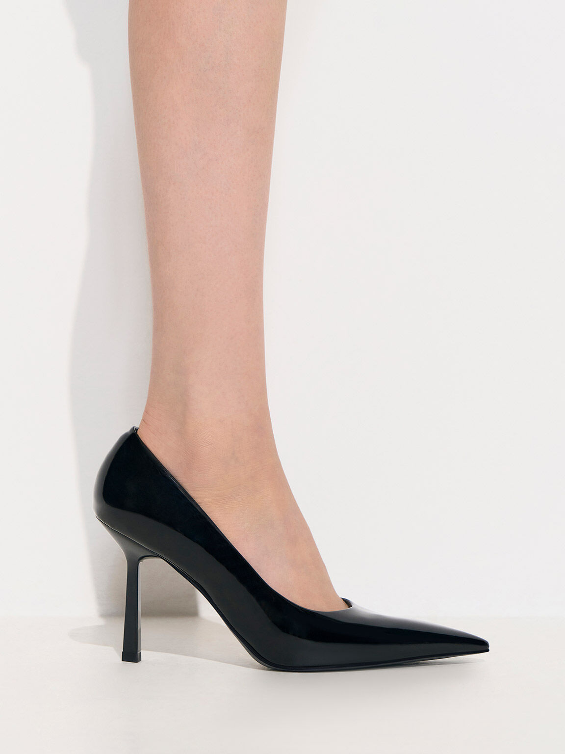 Black Patent Pointed-Toe Pumps - CHARLES & KEITH CA