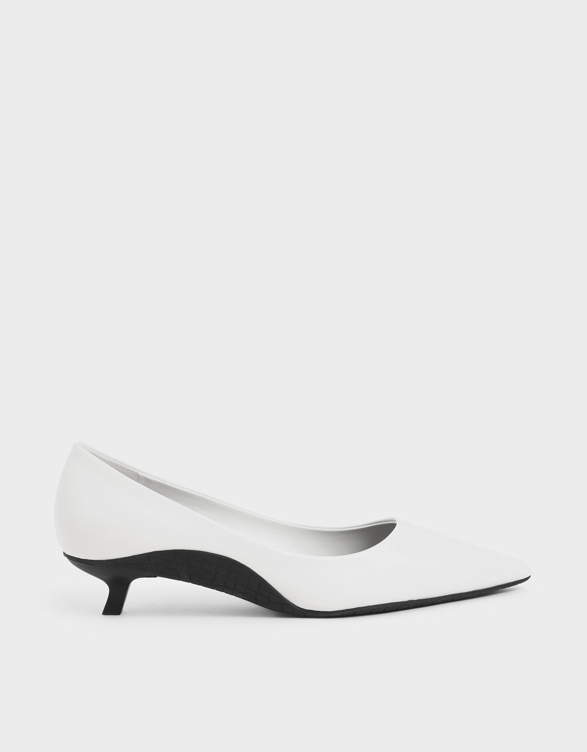 black and white kitten heel
