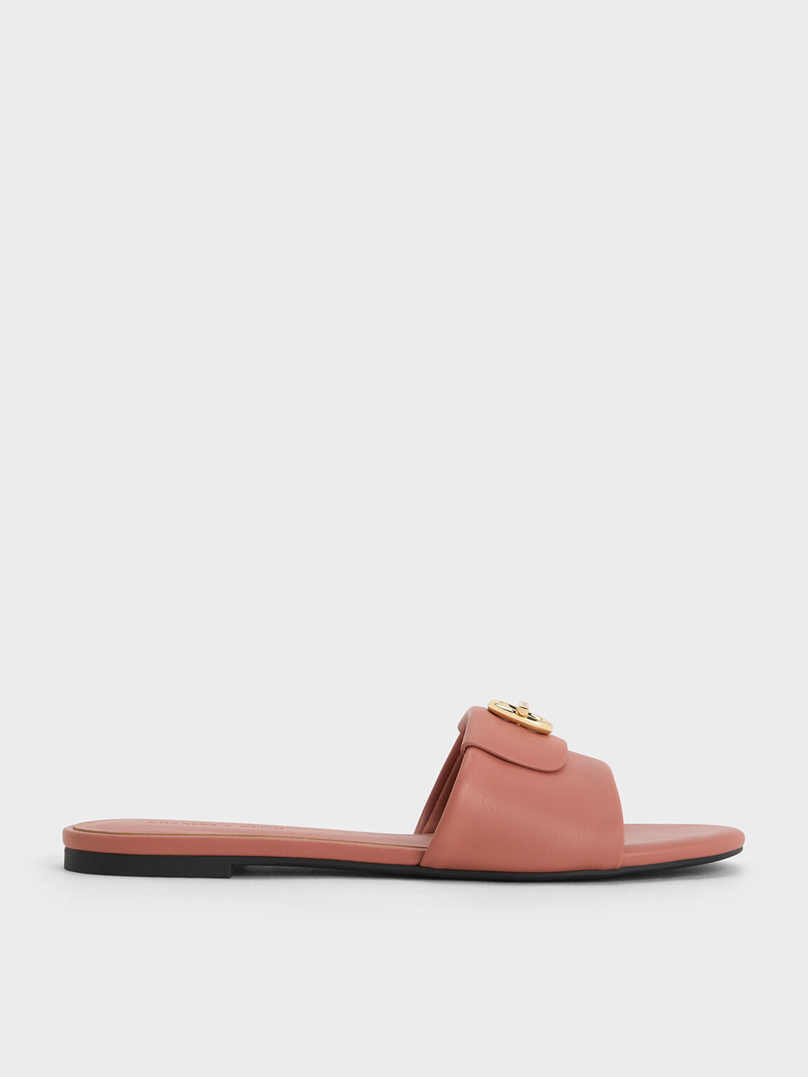 Metallic-Accent Slide Sandals, Pink, hi-res