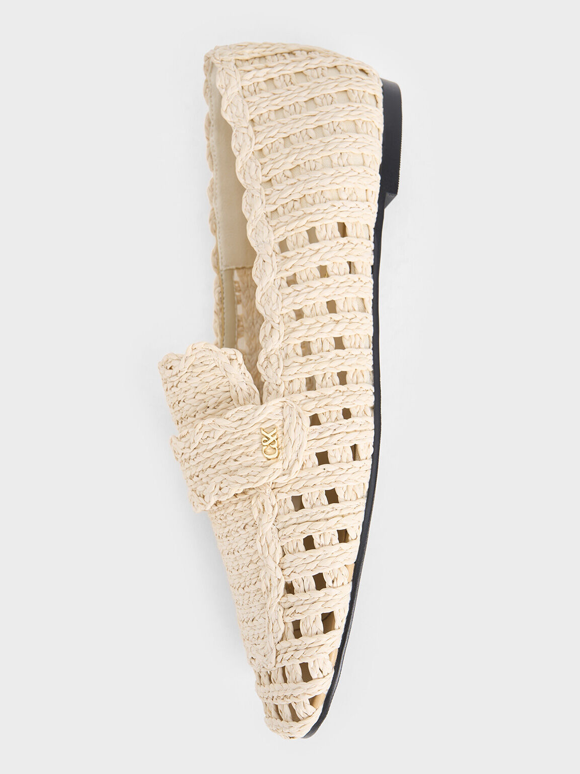 Raffia Woven Loafers, White, hi-res