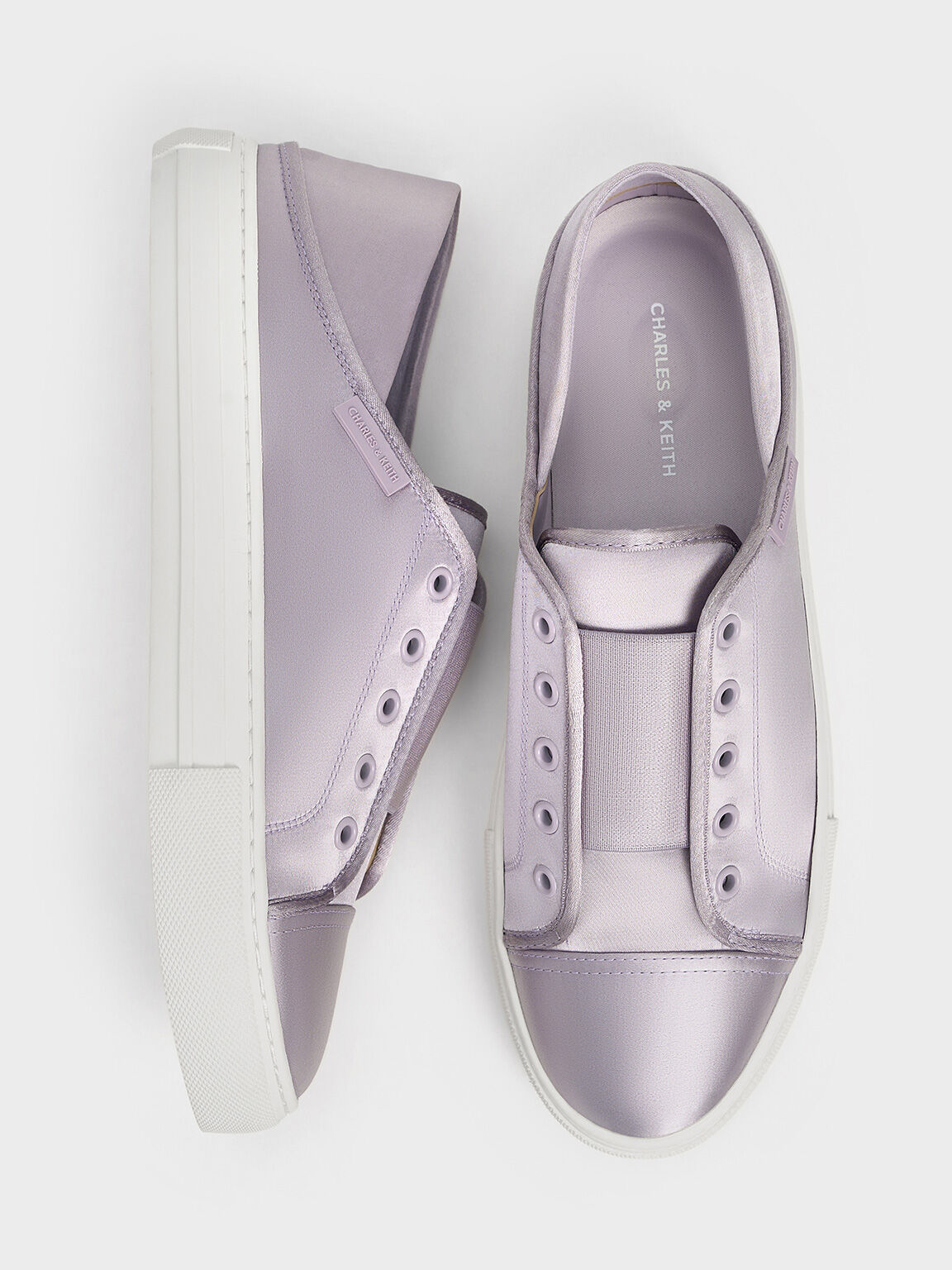 Satin Slip-On Sneakers, Lilac, hi-res