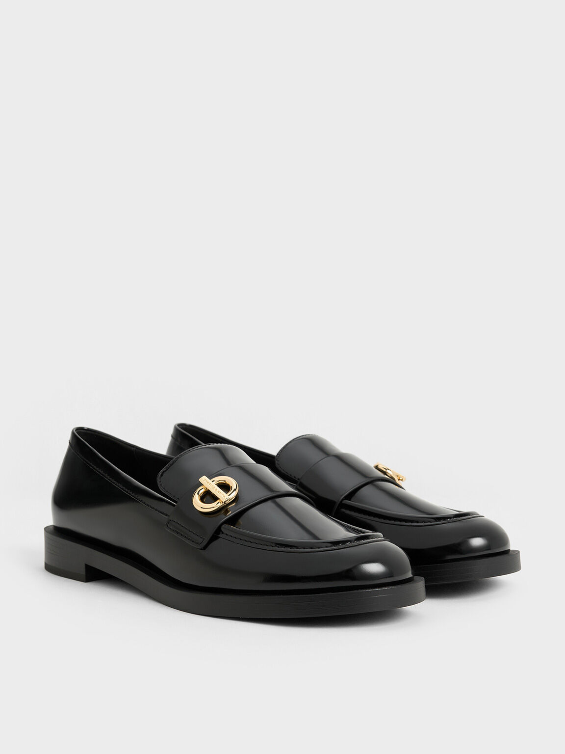 Metallic-Accent Loafers, Black Box, hi-res