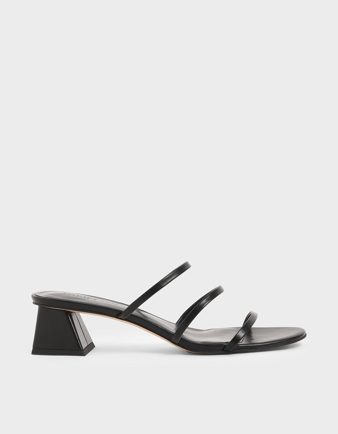 triple strap black heels
