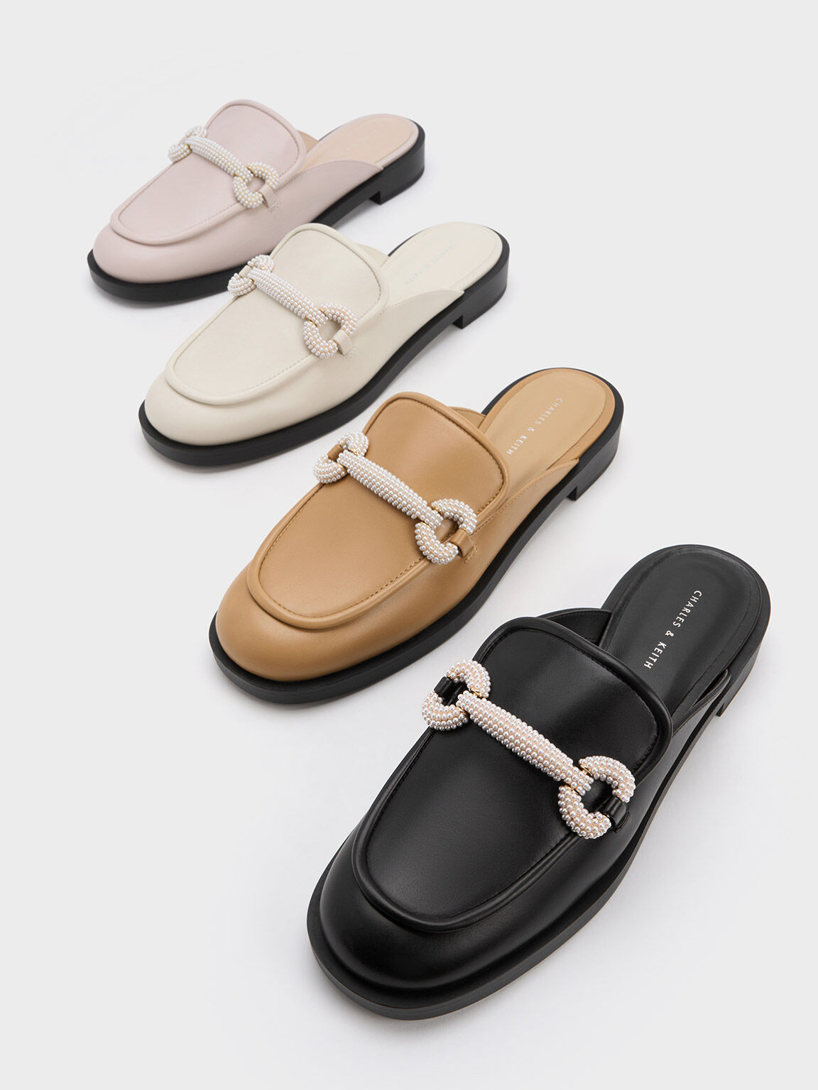 Chalk Beaded Slingback Loafer Pumps, CHARLES & KEITH in 2023