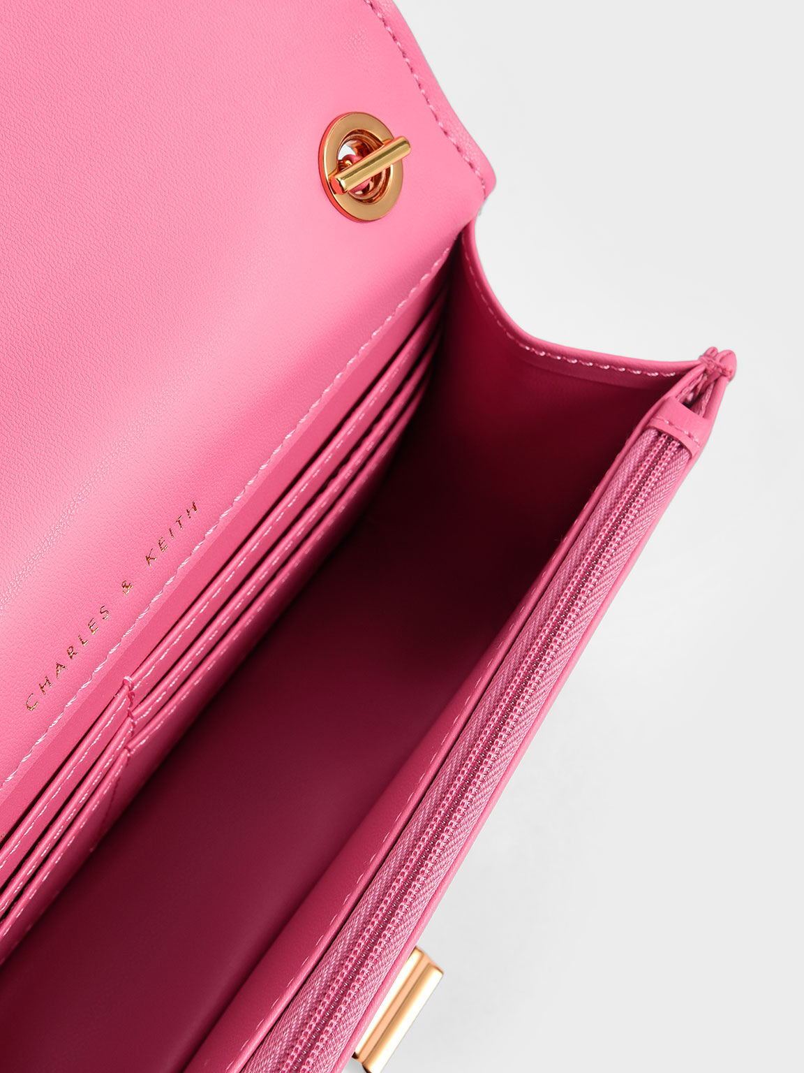 Quilted Turn-Lock Evening Clutch, Pink, hi-res