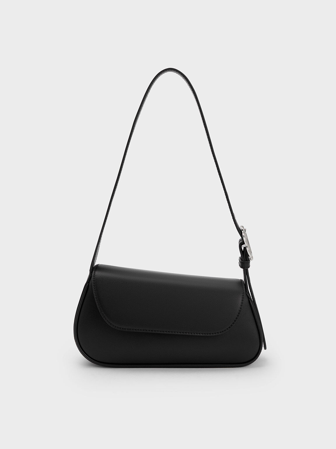 Black Petra Asymmetrical Front Flap Bag - CHARLES & KEITH International