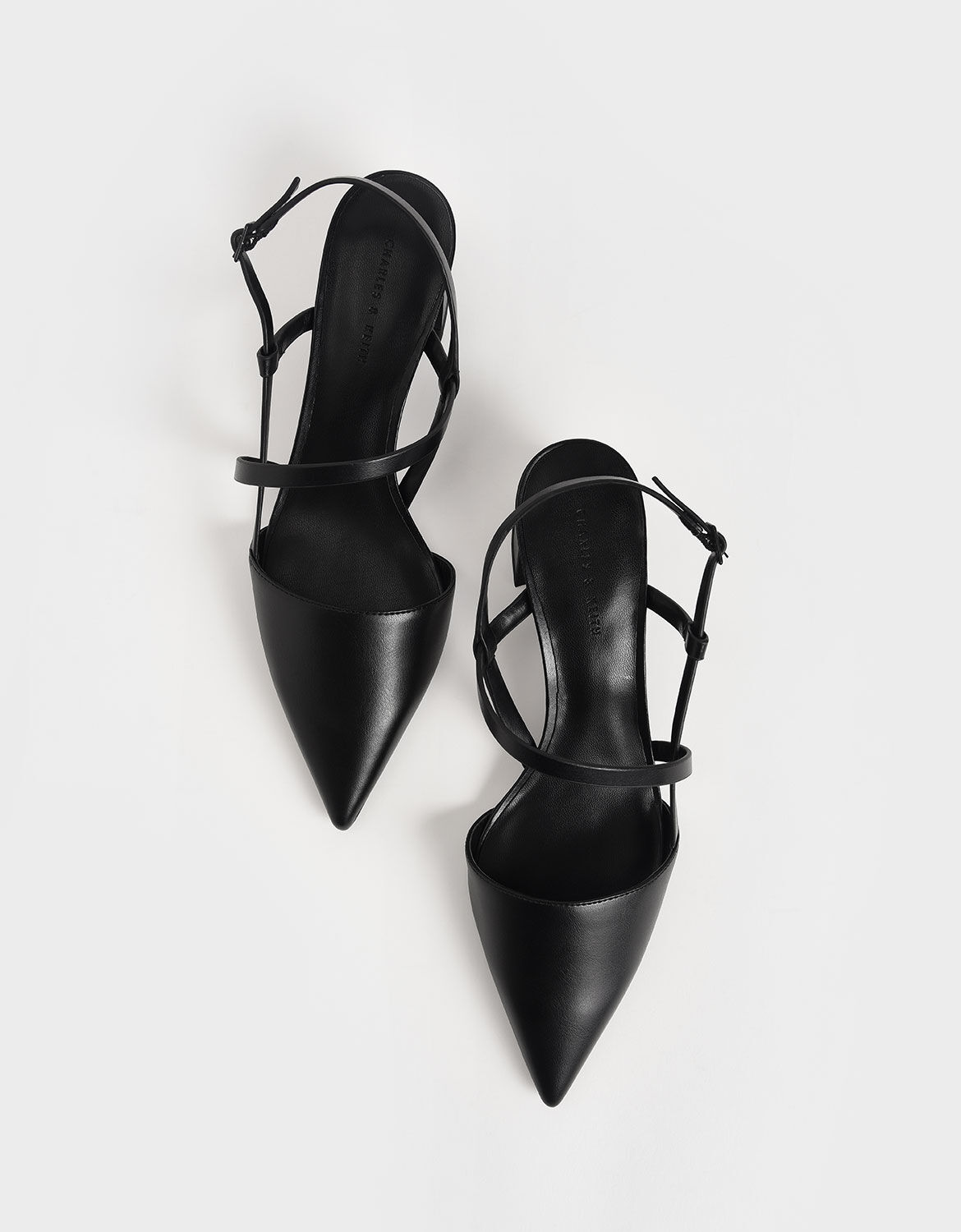 black strappy court shoes