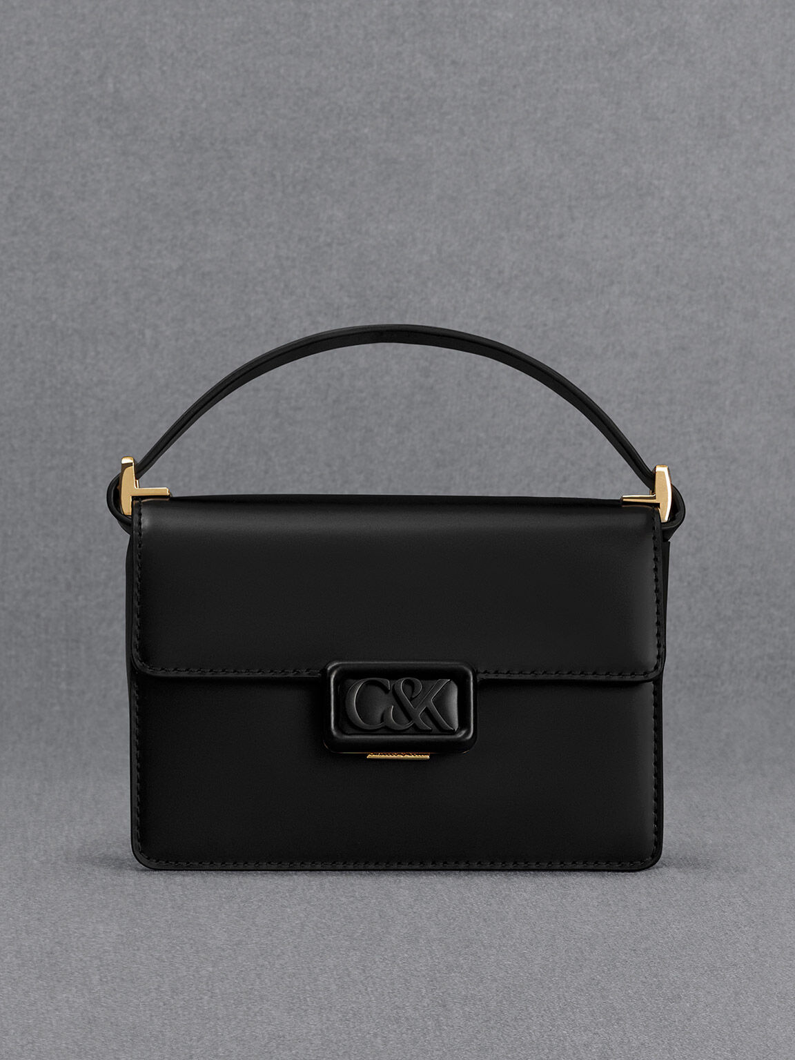 Leather Boxy Bag - Black