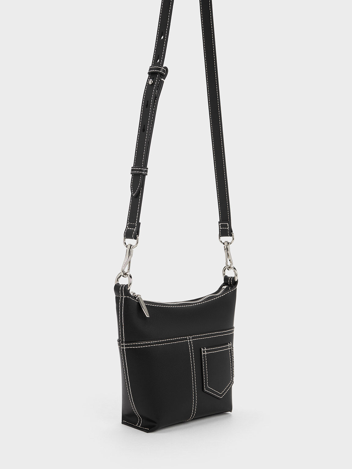 Anthea Contrast-Trim Shoulder Bag, Black, hi-res