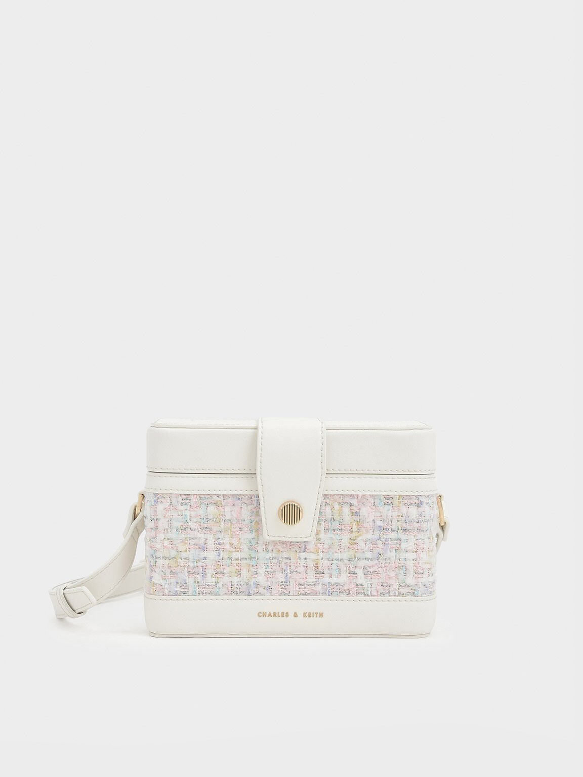 Bronte Tweed Boxy Crossbody Bag - Light Pink