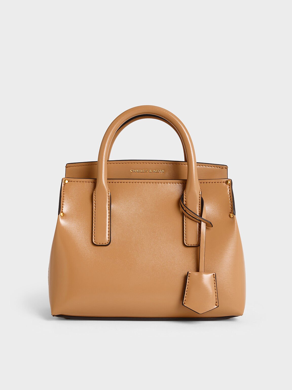 Rene Structured Top Handle Bag, Toffee, hi-res