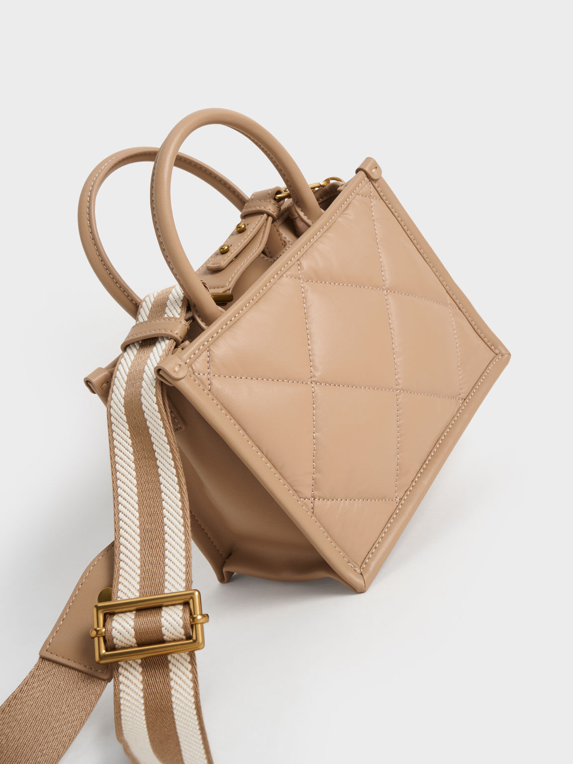 Celia Quilted Tote Bag, Beige, hi-res