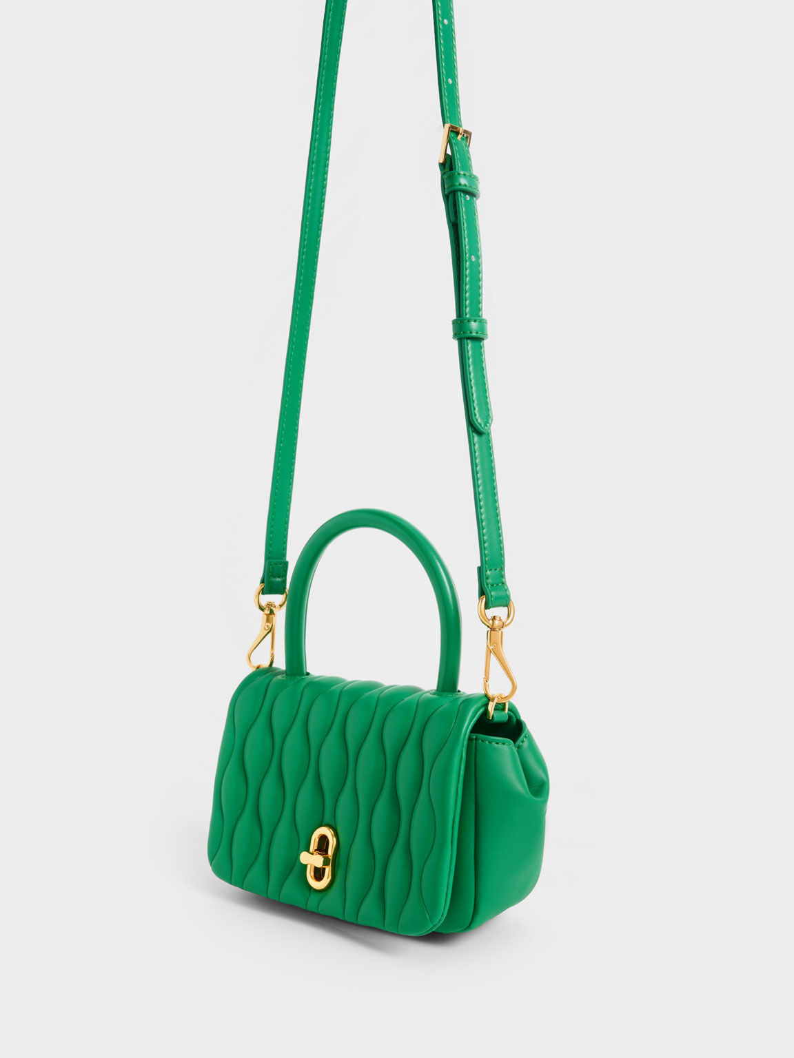 Green Iva Boxy Top Handle Bag - CHARLES & KEITH US