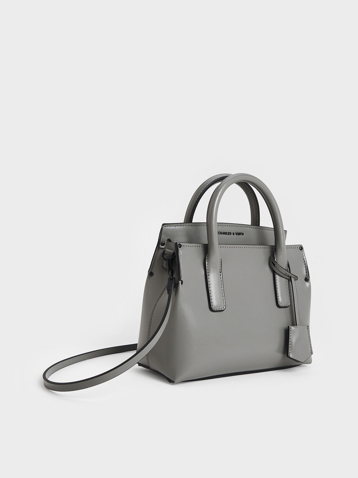 Bolso Rene estructurado con asa superior, Gris, hi-res