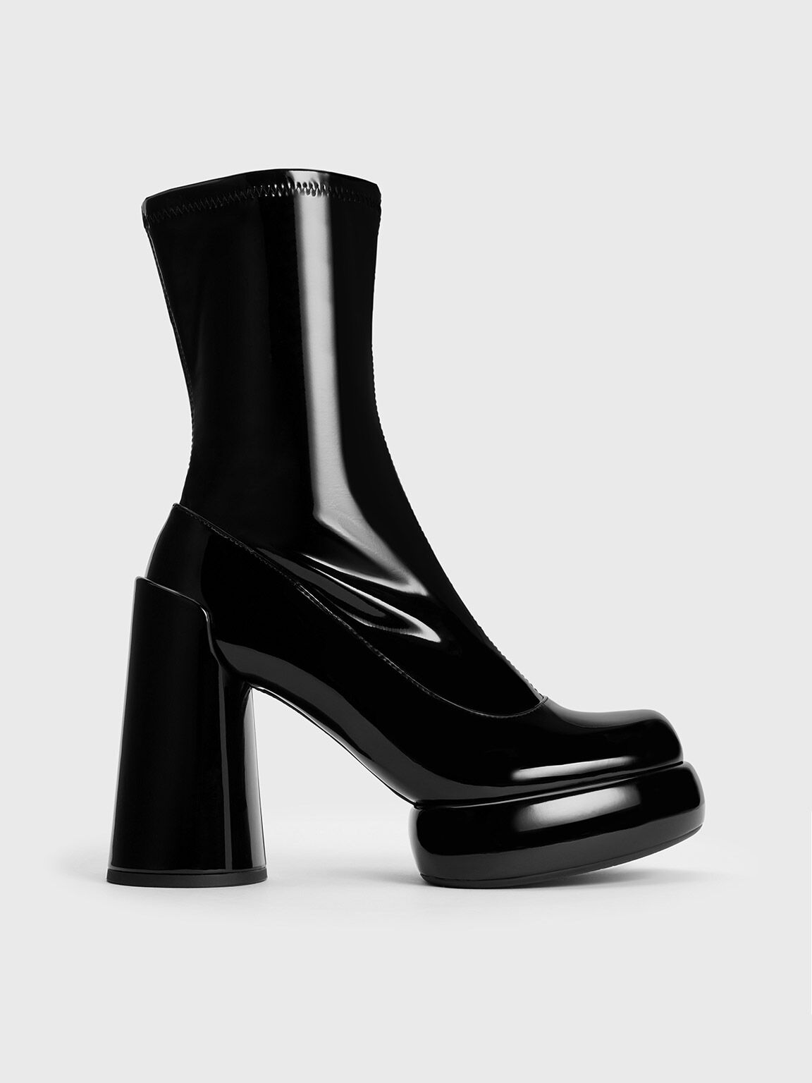 Darcy Patent Platform Ankle Boots, Black Patent, hi-res