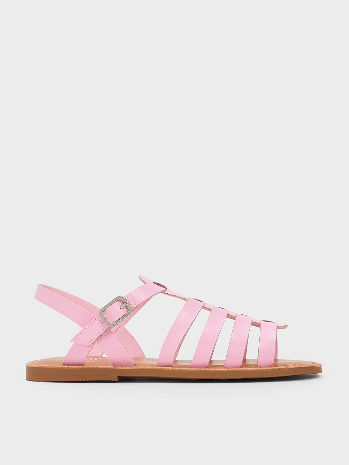 Girls' Caged Sandals, Light Pink, hi-res